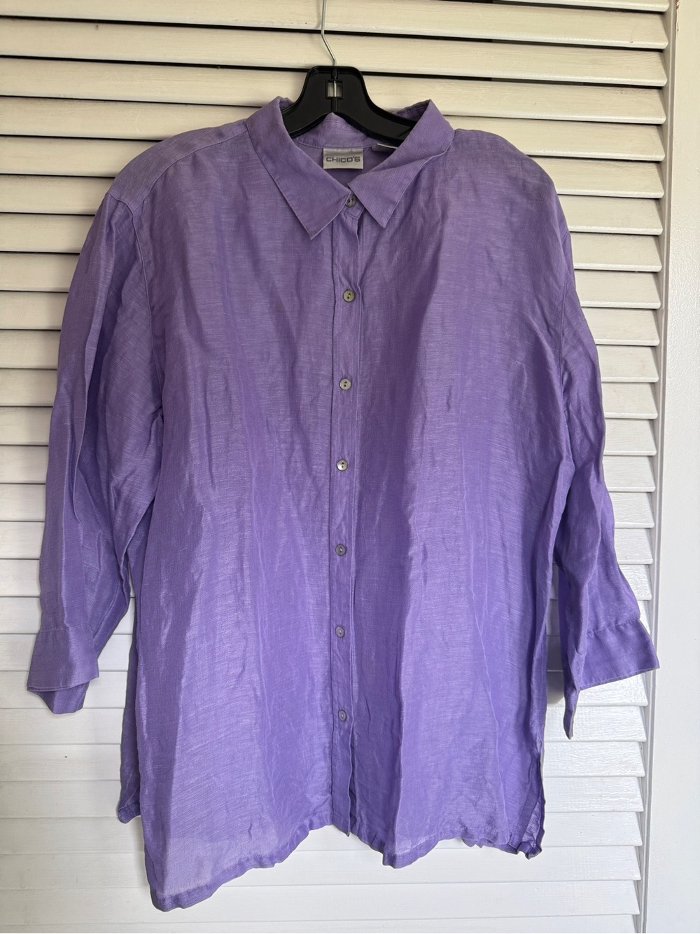 Chico's Lavender Silk & Linen Button-Down Shirt
